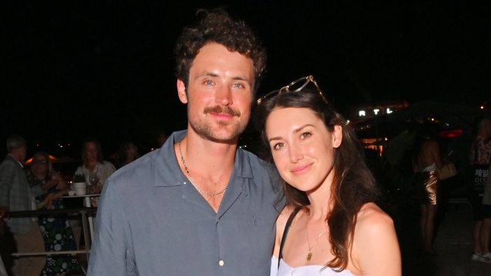 Dylan Efron and Courtney King attend the Spotify Beach concert featuring Cardi B, Lola Young and Mark Ronson during Cannes Lions 2025 at Spotify Beach on June 18, 2025 in Cannes, France