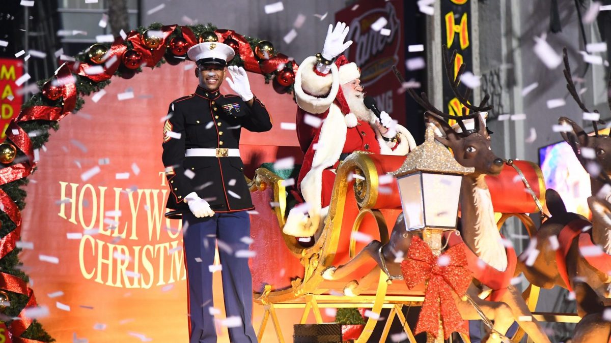 Marines for Toys For Tots and Cortney Lofton dressed as Santa Claus